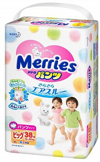 Трусики Merries XL (12-22 кг) 38 шт. Трусики Merries XL (12-22 кг) 38 шт.