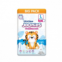 Подгузники-трусики JOONIES premium L (9-14 кг) 56 шт., BIG PACK Подгузники-трусики JOONIES premium L (9-14 кг) 56 шт., BIG PACK