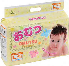 Подгузники Omutsu L (9-14кг) 48шт Подгузники Omutsu L (9-14кг) 48шт