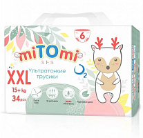 Трусики miTOmi O2 ультратонкие, размер XXL (15+ кг) 34 шт. 
