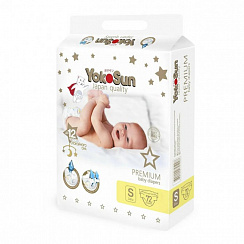 Подгузники на липучках YokoSun premium S 3-6кг/72шт, уцененный товар Подгузники на липучках YokoSun premium S 3-6кг/72шт, уцененный товар