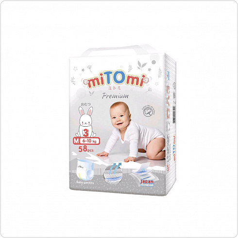 Трусики miTOmi premium NEW M (6-10кг) 58 шт. Трусики miTOmi premium NEW M (6-10кг) 58 шт.