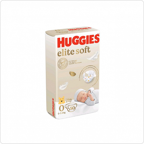 Подгузники Huggies Elite Soft 0+ (до 3,5 кг) 50 шт,NEW (mini -упаковка) Подгузники Huggies Elite Soft 0+ (до 3,5 кг) 50 шт,NEW (mini -упаковка)