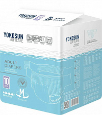 Подгузники для взрослых YokoSun M  (обхват талии 75-112см), 10 шт.