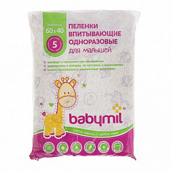 Пеленки Babymil впитывающие одноразовые 60*40, 5шт Пеленки Babymil впитывающие одноразовые 60*40, 5шт