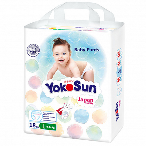 Подгузники-трусики YokoSun L (9-14 кг), 18 шт. (mini упаковка) Подгузники-трусики YokoSun L (9-14 кг), 18 шт. (mini упаковка)