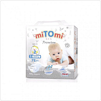 Подгузники на липучках miTOmi S 3-6кг, 72шт уцененный товар