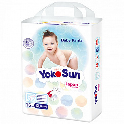 Подгузники-трусики YokoSun XL (12-20 кг), 16шт. (mini упаковка) Подгузники-трусики YokoSun XL (12-20 кг), 16шт. (mini упаковка)