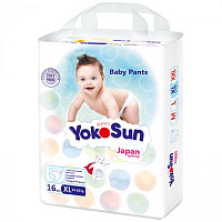 Подгузники-трусики YokoSun XL (12-20 кг), 16шт. (mini упаковка) Подгузники-трусики YokoSun XL (12-20 кг), 16шт. (mini упаковка)
