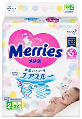 Подгузники на липучках Merries S 4-8кг/82шт, уцененный товар Подгузники на липучках Merries S 4-8кг/82шт, уцененный товар