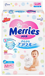 Подгузники на липучках Merries M (6-11 кг) 64 шт. Подгузники на липучках Merries M (6-11 кг) 64 шт.