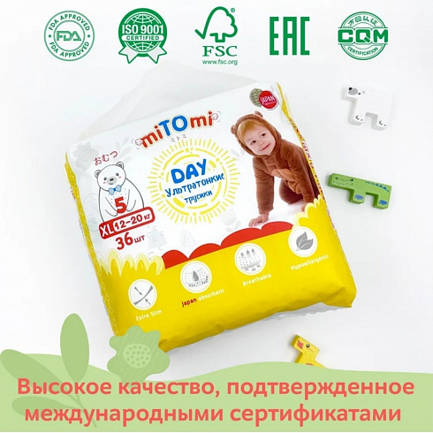 Трусики miTOmi Day ультратонкие 5/XL (12-20кг) 36 шт. Трусики miTOmi Day ультратонкие 5/XL (12-20кг) 36 шт.
