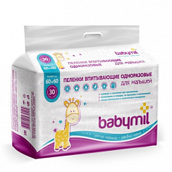 Пеленки Babymil впитывающие одноразовые 60*60, 30шт Пеленки Babymil впитывающие одноразовые 60*60, 30шт