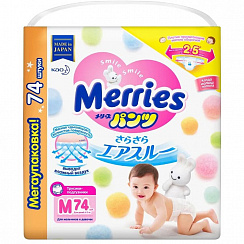 Трусики Merries M (6 - 11 кг) 74 шт. Мегапачка Трусики Merries M (6 - 11 кг) 74 шт. Мегапачка