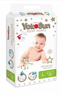 Подгузники YokoSun premium L (9-13кг) 54шт. Подгузники YokoSun premium L (9-13кг) 54шт.